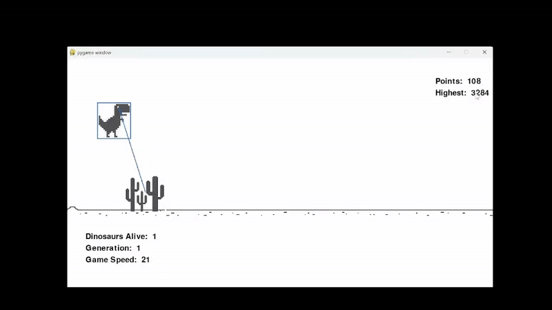 NEAT Algorithm playing Dino Game